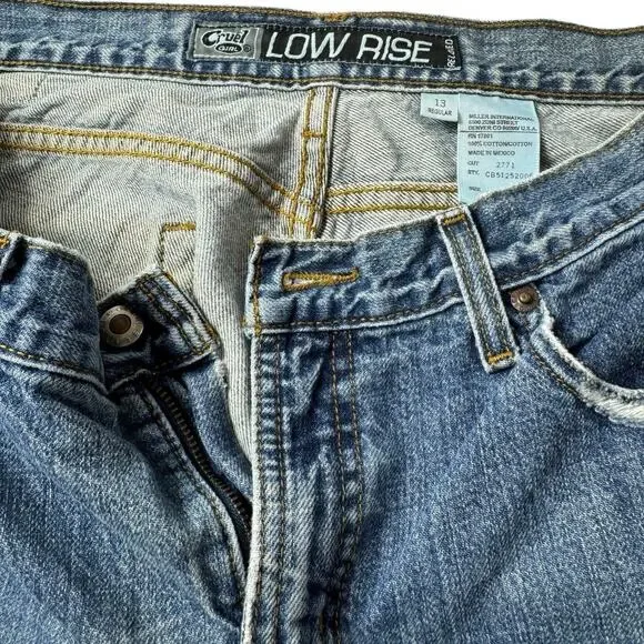 Cruel Girl Low Rise Bootcut Jeans Mid Wash Distressed 13R Western Y2k - Picture 3 of 11